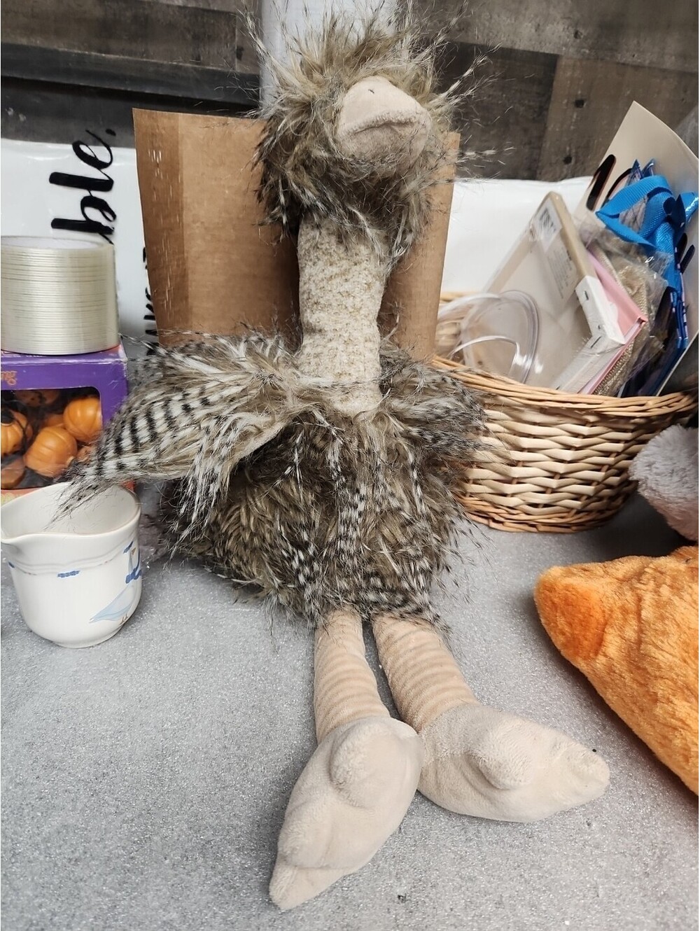 Adventure Planet Plush Ostrich Bird Stuffy 18" Animal Feather Looking Fur Kids